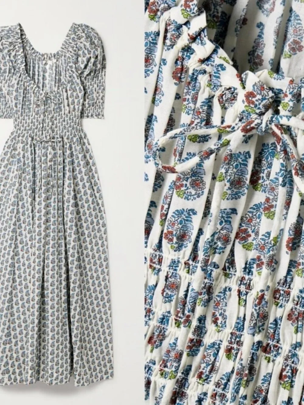 Doen Ischia Midi Dress Sea Salt Paisley Bouquet NWT M - Picture 1 of 5